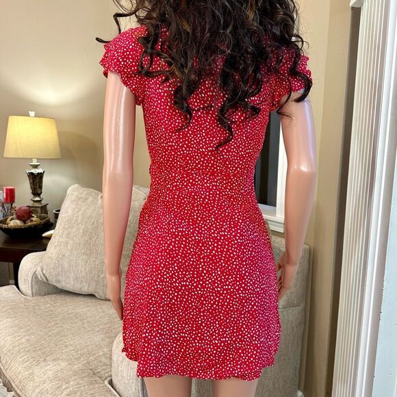 Silk blend Red Polka Dot Wrap Dress - Picture 11 of 16